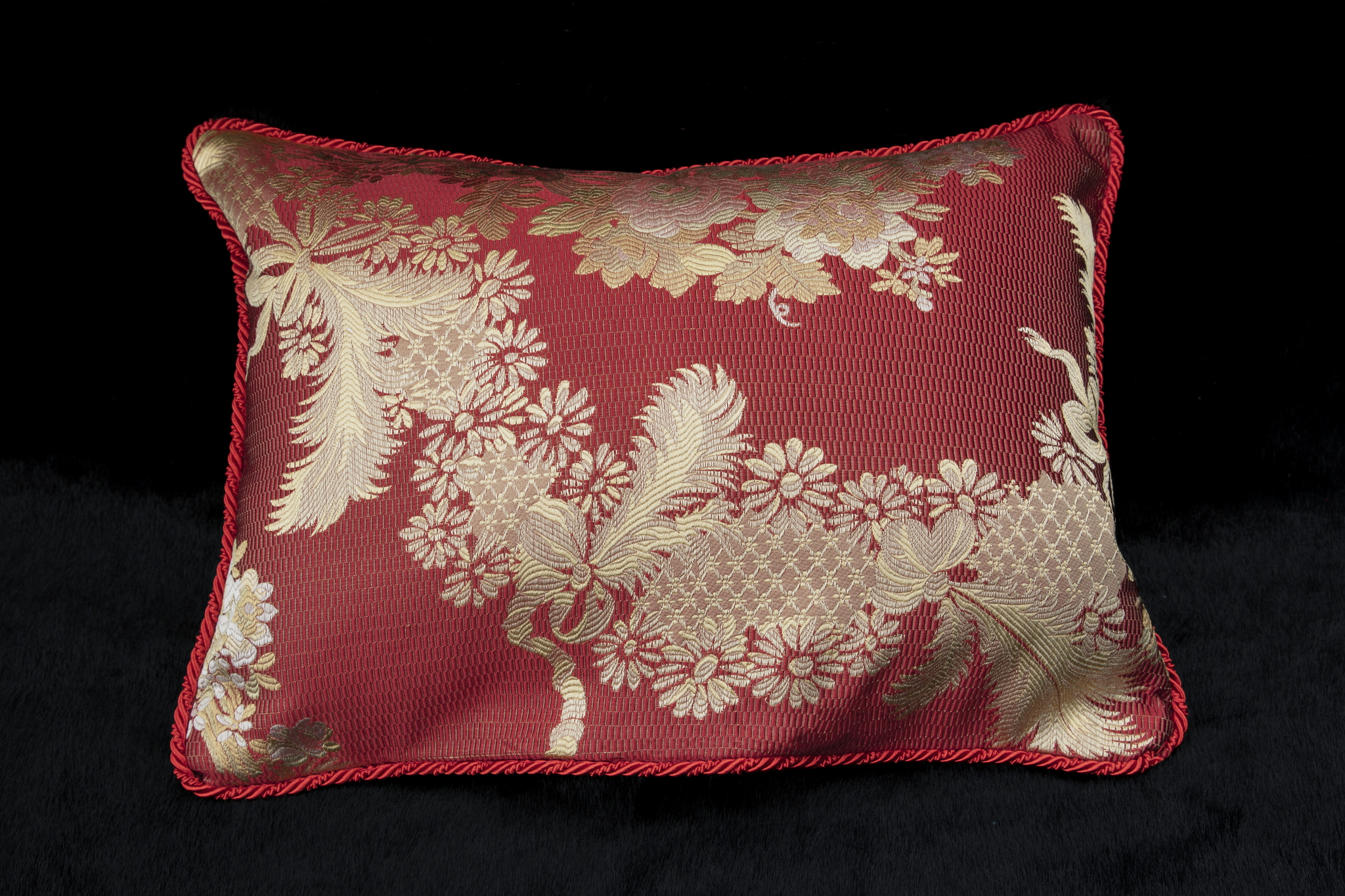 Red Flowers Silk Cushion