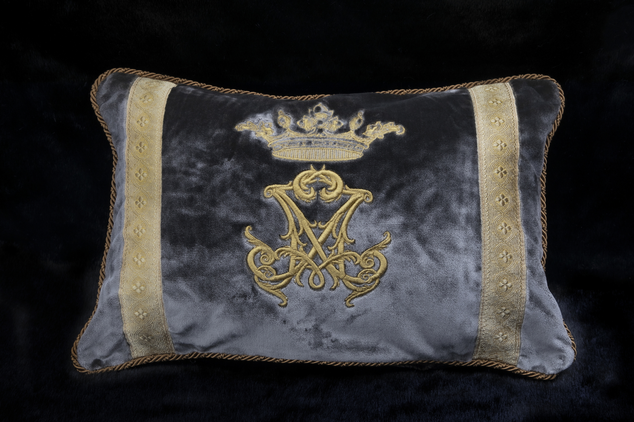 Gold Metallic Heraldic Embroidered Cushion 1