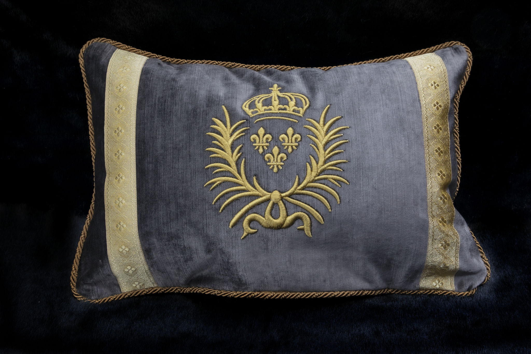 Gold Metallic Heraldic Embroidered Cushion 2