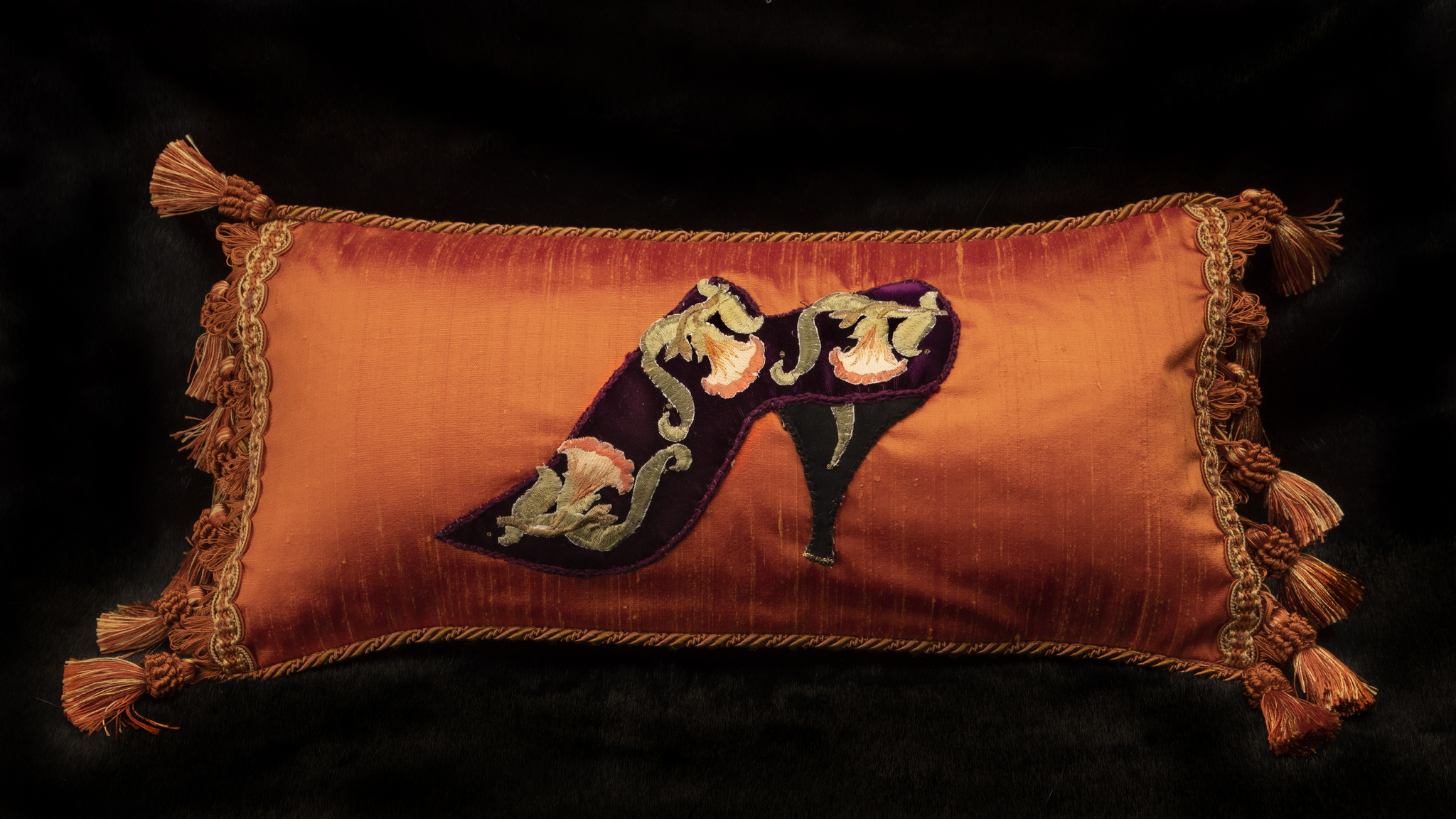 Orange Cinderella Slipper Appliqué Cushion